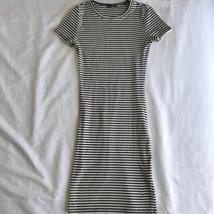 Bodycon black and white striped dress